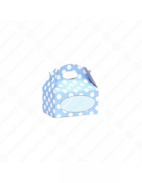 SCATOLA RETT. POIS AZZURRO 12x8x12 cm.