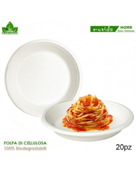 PIATTO FONDO BIODEGRADABILE cm.18 pz.20