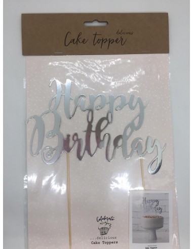 CAKE TOPPER HAPPY BIRTHADAY ARGENTO