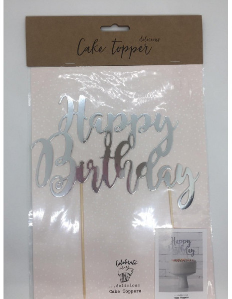 CAKE TOPPER HAPPY BIRTHADAY ARGENTO
