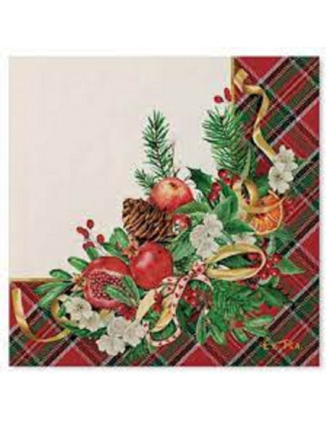 TOVAGLIOLI 33X33 TARTAN CHRISTMAS pz.20