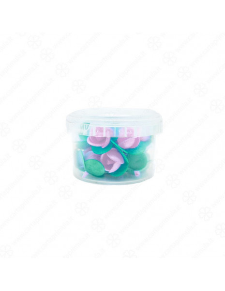 MINI - ROSELLINE CON FOGLIE - 20pz -...
