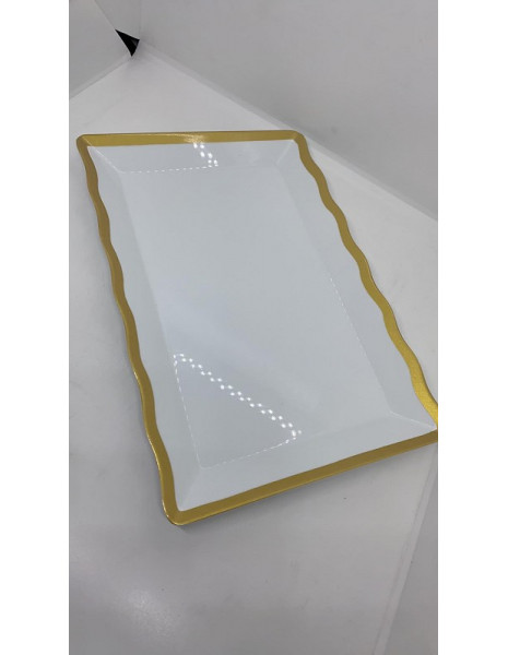 VASSOIO IN MELANINA BIANCO/ORO CM20X30