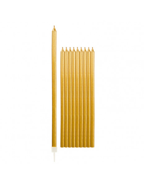 PZ 10 CANDELE A STILO CON SUPPORTO ORO