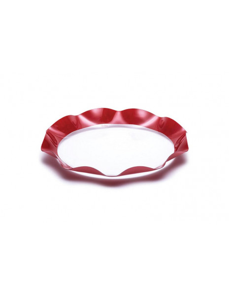 VASSOIO ROTONDO ONDULATO ROSSO CM 32