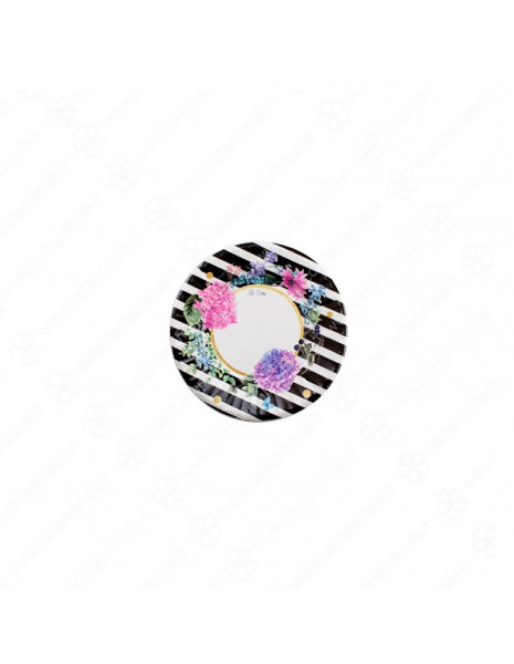 PIATTI BLACK & FLOWERS - 27cm - 8pz 