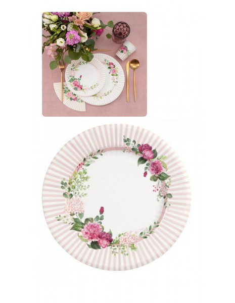 PIATTI FLORAL PINK cm 21 pz 8