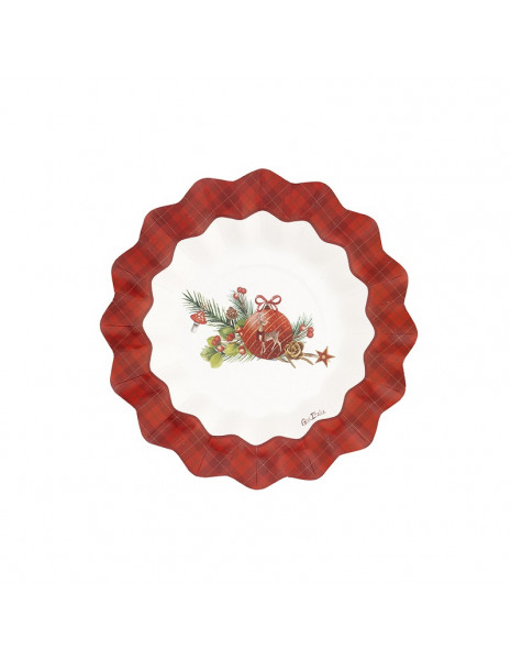 PIATTO TARTAN HOLIDAY CM 21 ROSSO pz.8