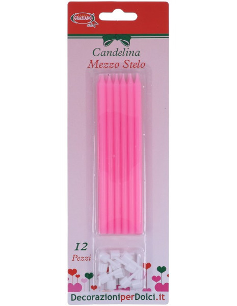 12 CANDELE MATITE ROSA + SUPP