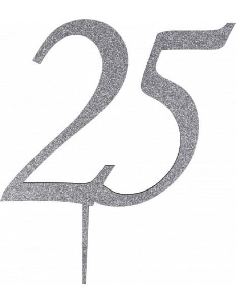 CAKE TOPPER 25 IN LEGNO ARGENTO