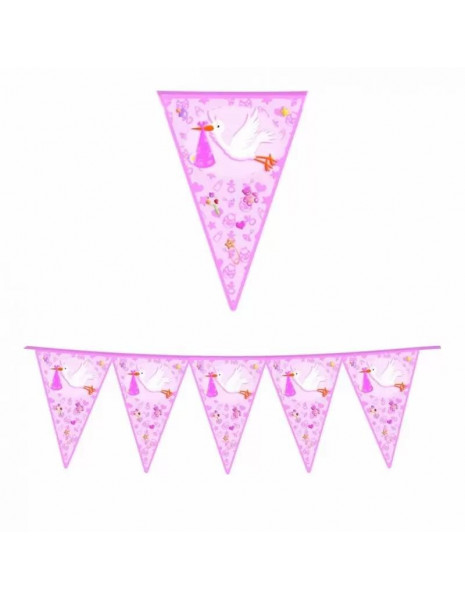 FESTONE BANDIERINA CICOGNA ROSA MT 10