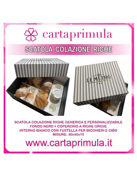 SCATOLA COLAZIONE A RIGHE cm.30x40x12