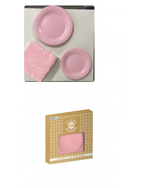 PIATTO BIODEGRADABILE ROSA pz 25 -cm 18