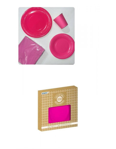 PIATTO BIODEGRADABILE FUXIA pz 25 -CM 18