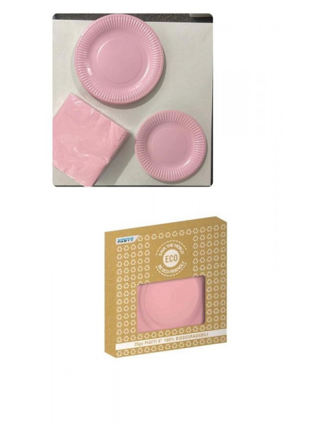 PIATTO BIODEGRADABILE ROSA pz 25-cm 22