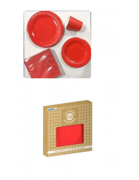 PIATTO BIODEGRADABILE ROSSO pz.25 -cm 22