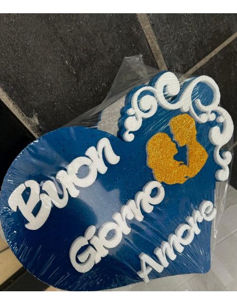 SCATOLA CUORE POLISTIROLO BLU BUON...