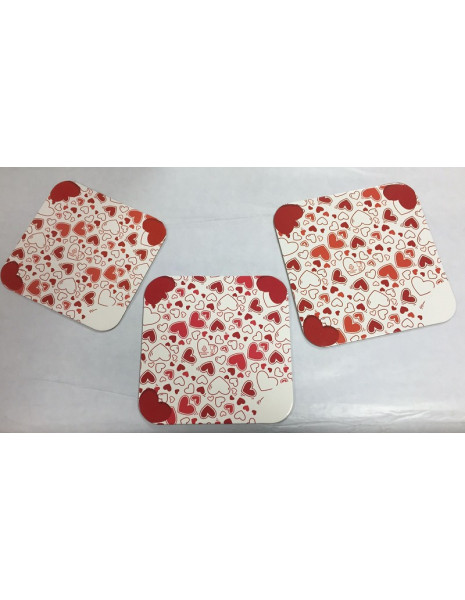 QUADRATO CON CUORI ROSSI 20X20 AL PEZZO