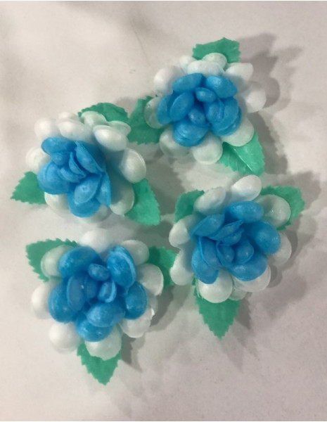 FIORE DI CIALDA CELESTE CON  FOGLIE PZ 4