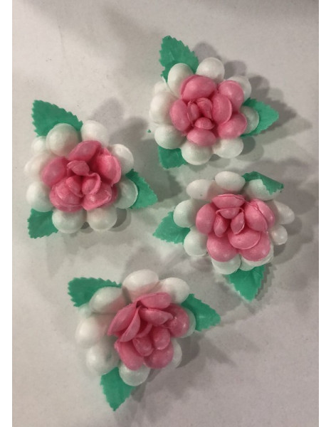 FIORE DI CIALDA ROSA CON FOGLIE PZ 4