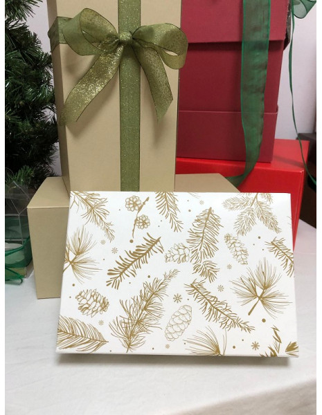 SCATOLA X DOLCIUMI NATALE 24X16 FOGLIE