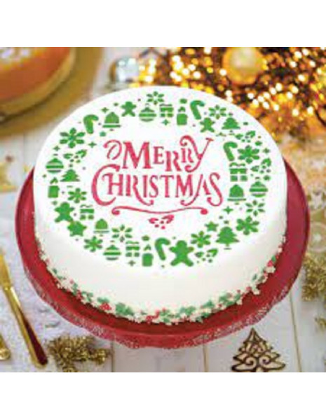 STENCIL GHIRLANDA MERRY CHRISTMAS CM 25