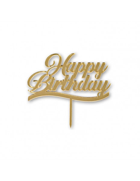 TOPPER IN PLEX HAPPY BIRTHDAY ORO