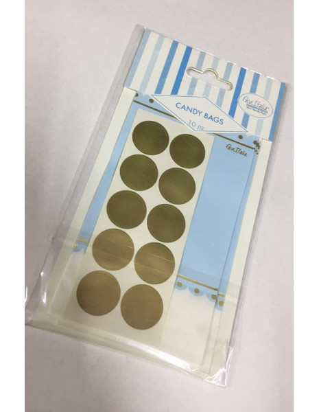 SACCHETTI AZZURRO/ORO cm 8x14...
