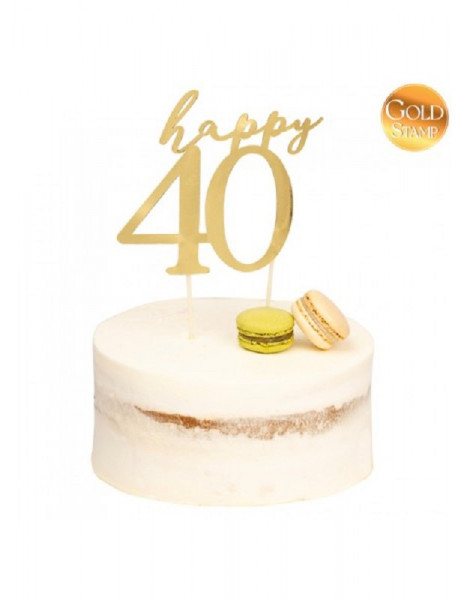 CAKE TOPPER HAPPY 40 ORO