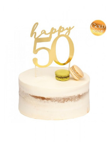 CAKE TOPPER HAPPY 50 ORO