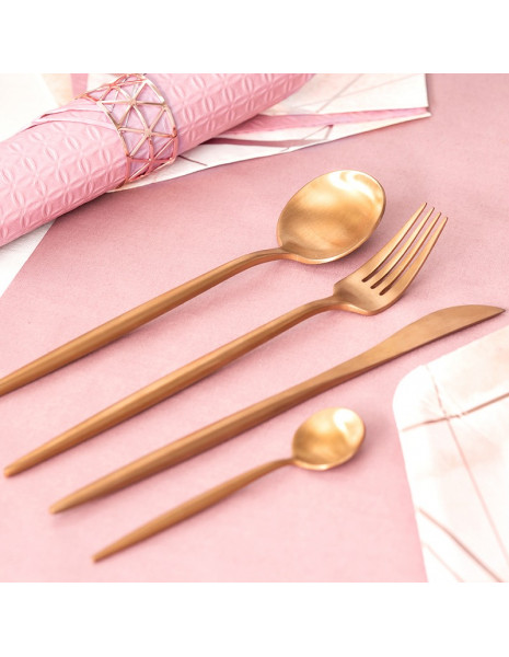 SET 4 POSATE ORO SATINATO METAL