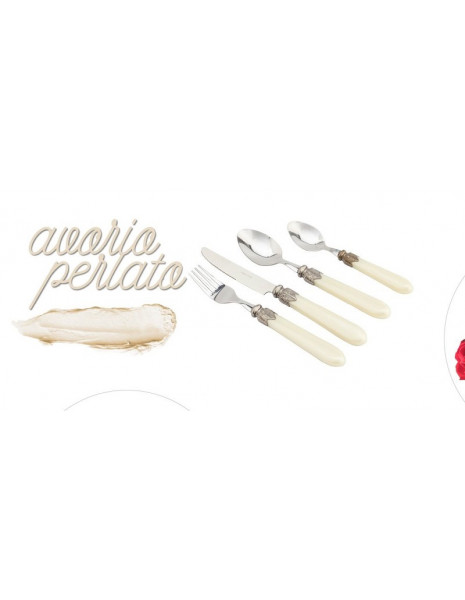 SET 4 POSATE PERLATE AVORIO