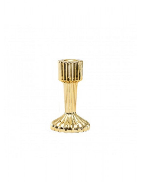 CANDELABRO IN VETRO RIGATO ORO CM 11