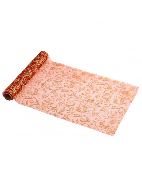 RUNNER CM 30X3M ROSSO CON DECORO ORO