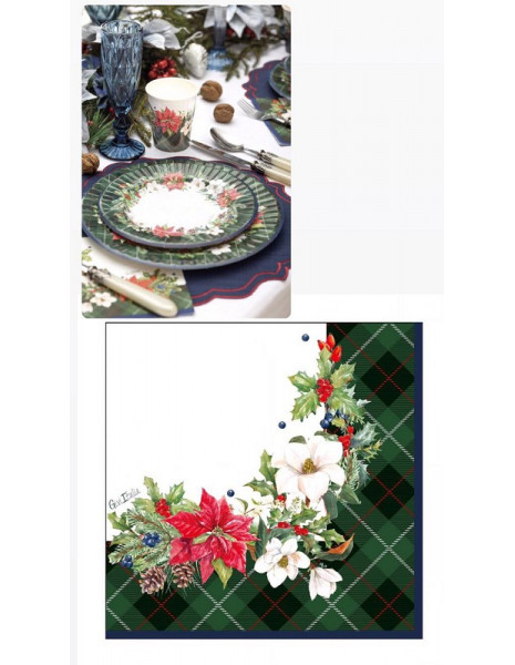 TOVAGLIOLI CHRISTMAS IN TARTAN CM 33X33