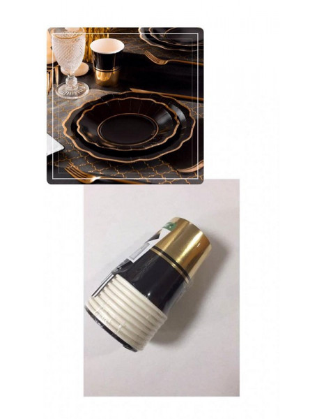 BICCHIERE LIBERTY 250cc NERO E ORO PZ 8