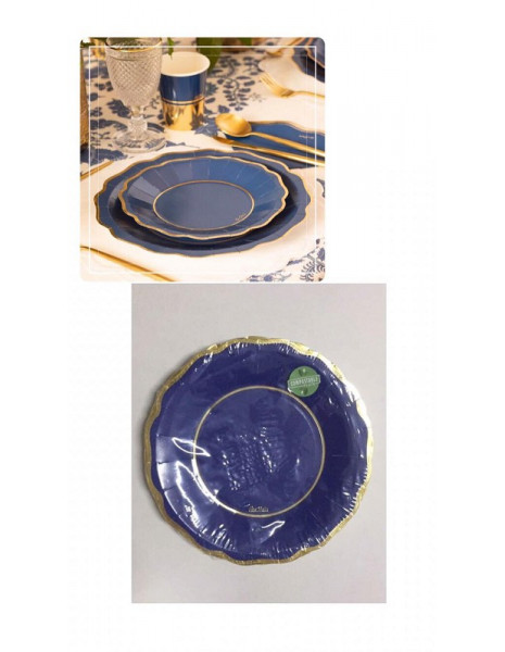 PIATTI LIBERTY cm 27 BLU E ORO PZ 8