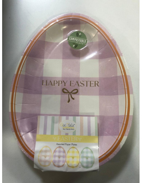 PIATTI SHAPED HAPPY EASTER CM 22 PZ 8