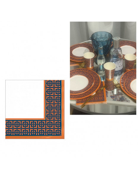 TOVAGLIOLI 33X33 BLU E ARANCIO PZ 16