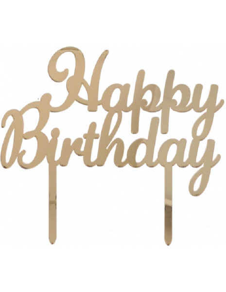 CAKE TOPPER HAPPY BIRTHDAY ORO