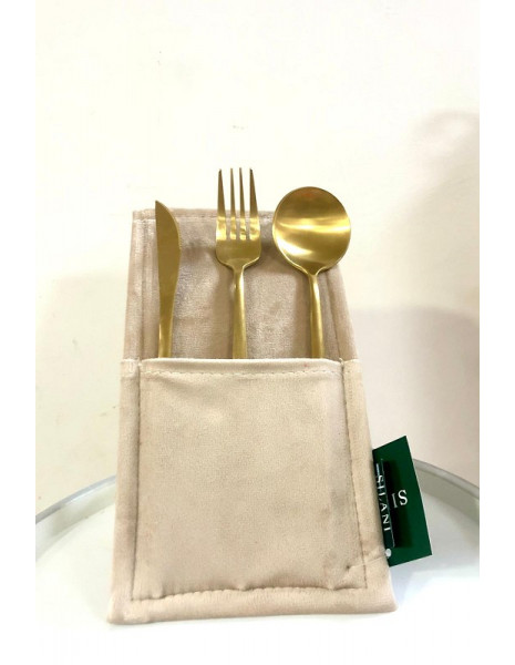 PORTAPOSATE VELLUTO ORO/BEIGE CM 13X24